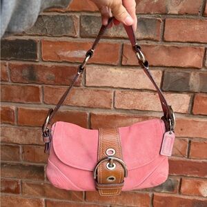 Coach Mini Soho in pink Suede Hobo Sufflette Bag